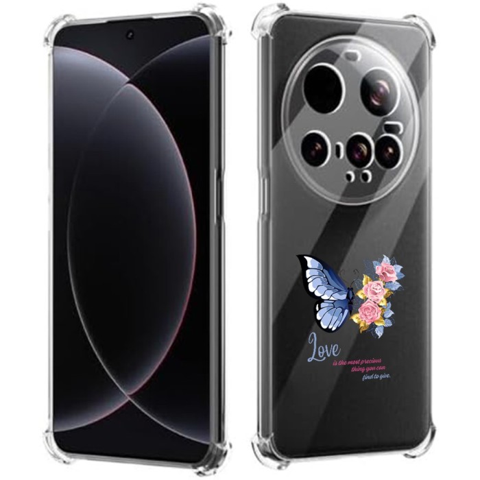 Husa antisoc pentru xiaomi 15 ultra - airbag tpu, col&Egrave;uri ranforsate- butterfly albastru