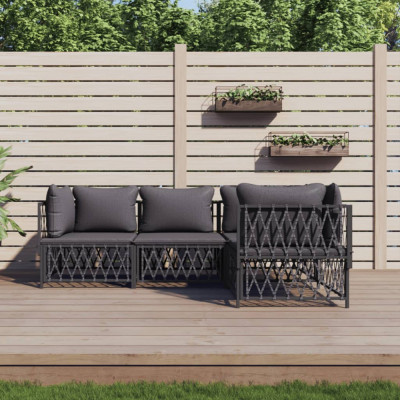 vidaXL Set mobilier de grădină, cu perne, antracit, 4 piese, oțel foto