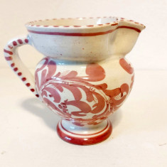 Vaza carafa Noranco Elvetia ceramica anii 60 motiv etno floral 10cm inaltime