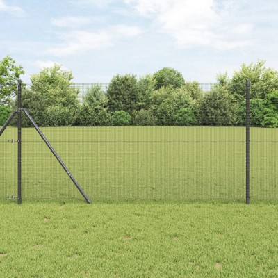 vidaXL &amp;Icirc;ngrădire din S&amp;acirc;rmă Sudată cu 13 St&amp;acirc;lpi Gri 1.4x50 m Oțel foto