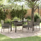 VidaXL Set de masă pentru grădină cu pernă 5 pcs Gri Rattan poli 3379880