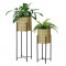 Suport plante Mol 2 bucati metal negru/auriu masuri diferite [en.casa] HausGarden Leisure