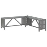 Banca gradina de colt cu jardiniera 117cm gri lemn masiv acacia