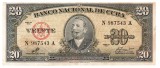 Cuba 20 Pesos 1960 P-94 Seria 987543