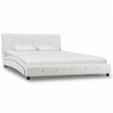 Cadru de pat, alb, 140 x 200 cm, piele ecologică, Cires, Dublu, Cu polite semirotunde, vidaXL