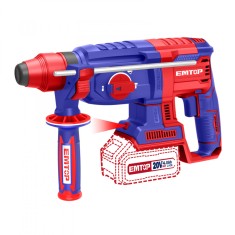Ciocan Rotopercutor EMTOP ELRH202287, 20V, 1100rpm, 5000bpm, 2.5J, Motor fara perii, Mandrina SDS Plus, Lumina LED integrata, 2 Acumulatori 4.0Ah si I