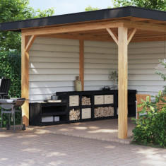 vidaXL Dulapuri de bucătărie de exterior, 4buc., negru, lemn masiv pin foto