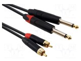 Cablu Jack 6,3mm stereo x2 la RCA x2 5m negru PVC Reds Music