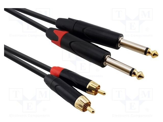 Cablu Jack 6,3mm stereo x2 la RCA x2 5m negru PVC Reds Music