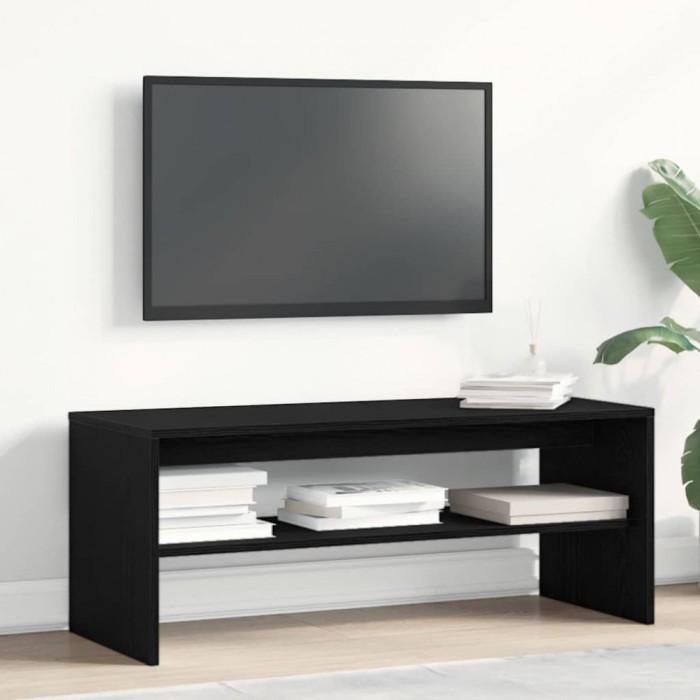 Gossi dulap tv stejar negru 100x40x40 cm lemn prelucrat