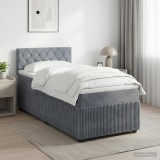 Cumpara ieftin Pat boxspring cu saltea Gri inchis 90 x 190 cm Catifea