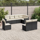 vidaXL Set mobilier de grădină cu perne, 8 piese, negru, poliratan 3251403