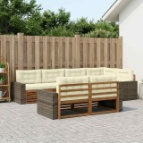 vidaXL Set de canapele de exterior cu pernă 7 pcs Natural și Crem 3383488