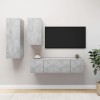Gossi set de dulapuri tv, 4 piese, gri beton, lemn prelucrat