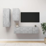 VidaXL Set de dulapuri TV, 4 piese, gri beton, lemn prelucrat