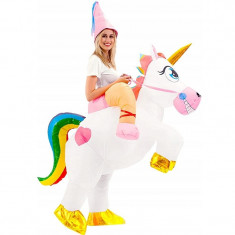 Costum gonflabil Unicorn, din poliester, Gonga? Alb foto