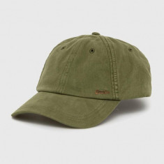 Superdry șapcă de baseball din bumbac culoarea verde, neted
