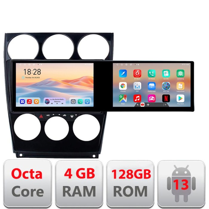 Navigatie Mazda 6 2004-2008 Kit-944 Edotec 2 ecrane 8 core 4+128 21.6 inch Incell android Wifi 5Ghz gps internet CarStore Technology