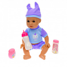 Bebelus de jucarie, cu biberon, pentru copii, roz - L8034A foto