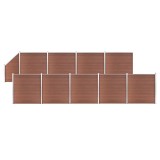 Cumpara ieftin Set panouri gard, 9 patrate + 1 oblic, maro, 1657x186 cm, WPC