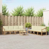 VidaXL Set Canapele Exterior 9 Piese Lemn Acacia Alb Crem Pernă Modular Gradina Terasa Rezistent Durabil