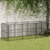 Țarc pentru c&acirc;ini cu 8 panouri, negru, oțel galvanizat