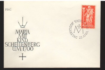 CPIB17037 INTREG POSTAL - LIECHTENSTEIN, FDC, MARIA MIT KINDSCHELLENBERG, 1965 foto