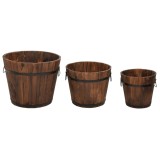 Cumpara ieftin Set de jardiniere tip galeata, 3 piese, lemn masiv de brad