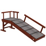 PawHut Rampă pentru c&acirc;ini, balustrade detașabile, antiderapant, lemn, p&acirc;nă la 30 kg, 125x40x56cm, Maro/Gri | Aosom Romania
