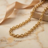 Colier Eleganta Rotunda , Lant unisex placat cu aur 14K 4 mm