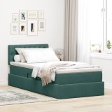 Cumpara ieftin Pat cu LED si saltea Verde inchis 90 x 200 cm Catifea