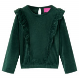 Bluza pentru copii cu volane verde &icirc;nchis 128 GartenMobel Dekor, vidaXL