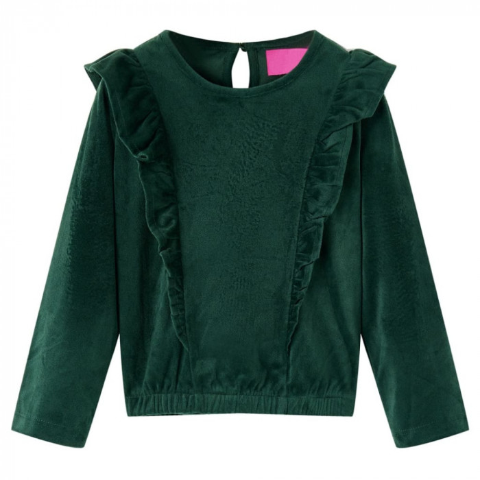 Bluza pentru copii cu volane verde &icirc;nchis 128 GartenMobel Dekor