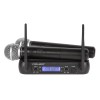 Set 2 Microfoane VHF Azusa FM, Antena Integrata, Negru, Banda 174-214MHz, Raza 50m, Microfoane de Mana, Dinamic