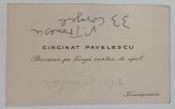 CINCINAT PAVELESCU , CARTE DE VIZITA , CU MENTIUNEA ' PROCUROR PE LANGA CURTEA DE APEL ' , TIMISOARA , PERIOADA INTERBELICA