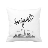Perna personalizata decorativa, 40x40 cm, alba, cu Paris, Franta