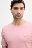 BOSS Orange tricou din bumbac barbati, culoarea roz, neted, 50508584