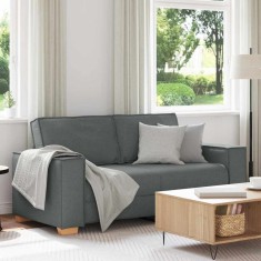 vidaXL Canapea cu 2 locuri, gri &icirc;nchis, 140 cm, material textil