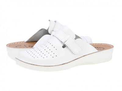 Saboti medicali barbati Fratelli Babb Ascot, piele naturala, bianco, 41 foto