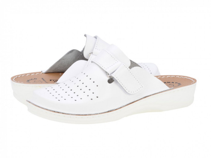 Saboti medicali barbati Fratelli Babb Ascot, piele naturala, bianco, 41