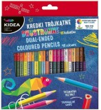 Set de 24 creioane cu 2 capete, Kidea, 48 culori