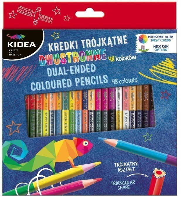 Set de 24 creioane cu 2 capete, Kidea, 48 culori