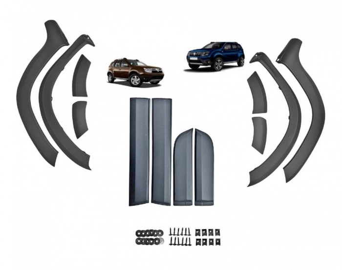 Set complet ornamente aripa si usa bandouri premium cu prinderi Dacia Duster I 2010-2017