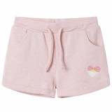 Pantaloni scurți pentru copii cu șnur, roz deschis combinat, 92