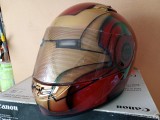Casca Moticicleta Iron Man Vopsita Artistic la Comanda in Florida, SUA - Custom Airbrushed cu aerograf airbrush - si cu vizor de rezerva!