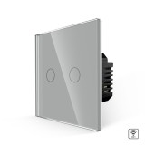 Intrerupator touch smart dublu Luxion LXD-WT2-201G-GY, Wi-Fi, gri