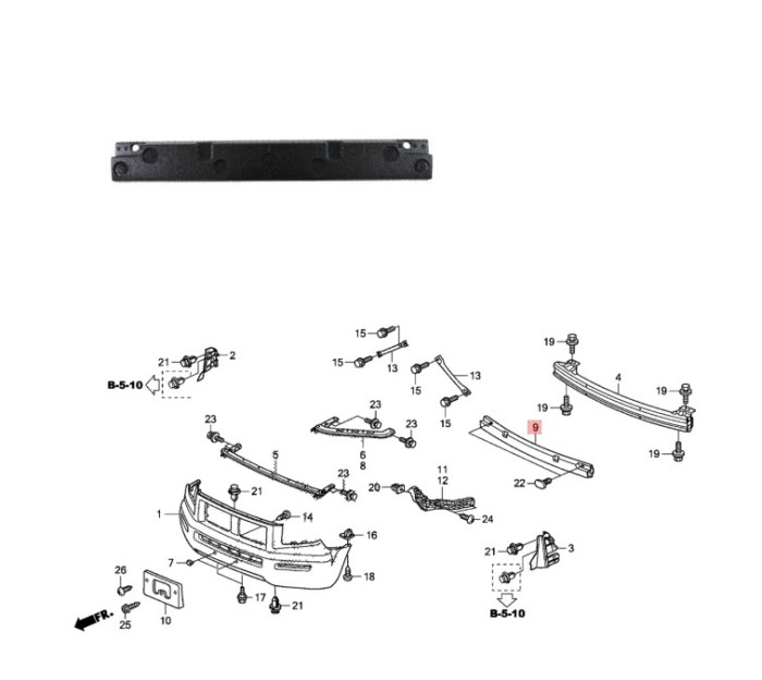 Absorber, armatura bara fata HONDA RIDGELINE, 03.2005-05.2015