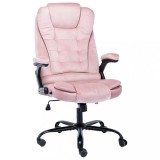 Scaun birou vidaXL, roz, catifea, reglabil, ergonomic, suport lombar, pivotant, 110kg