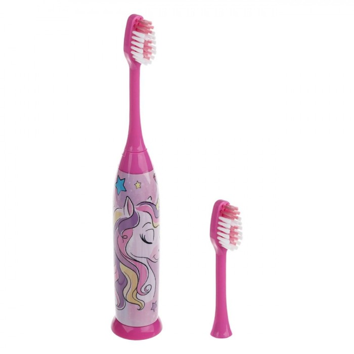Periuță de Dinți Electrică, Model Unicorn, Culoare Roz, Cap de Rezervă Inclus, Pentru Copii