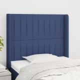VidaXL Tăblie de pat cu aripioare, albastru, 103x16x118/128 cm, textil
